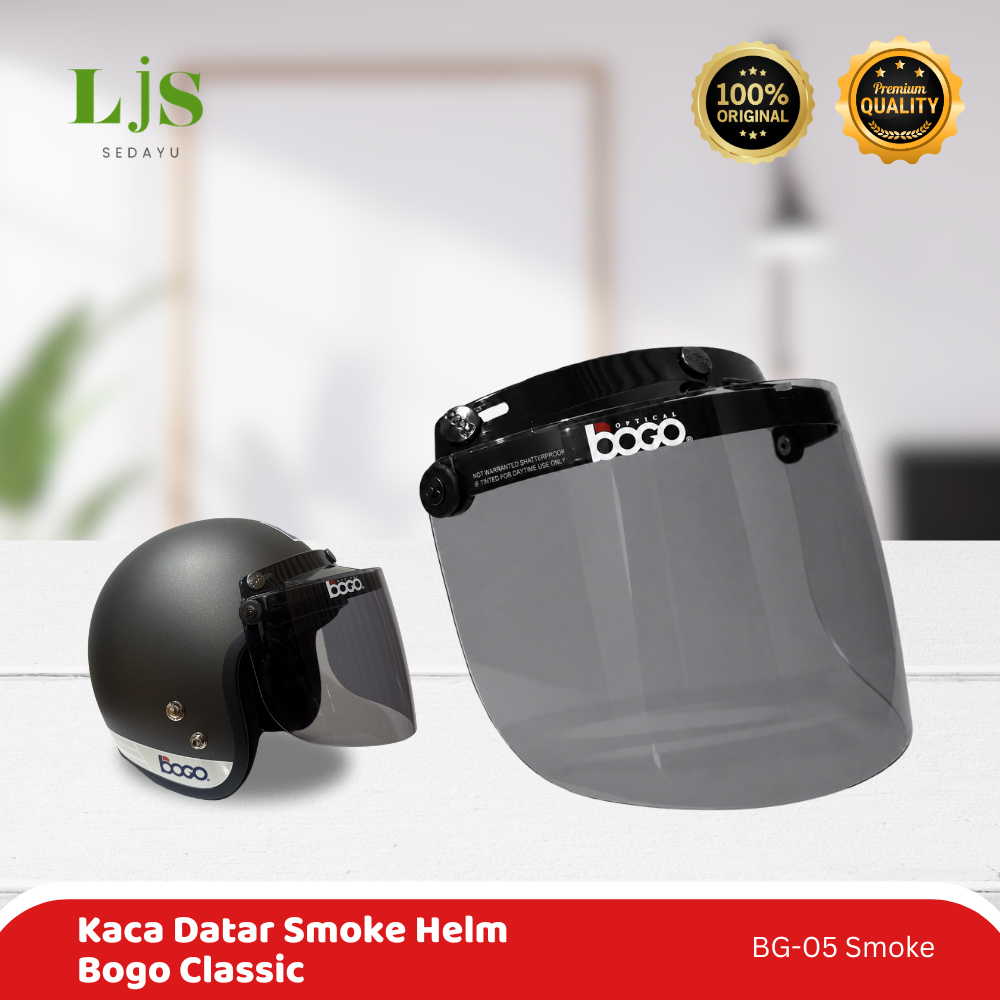 Kaca Helm Bogo Original Smoke | Visor Bogo Datar Smoke Original | Kaca Helm Kancing 3 Gelap