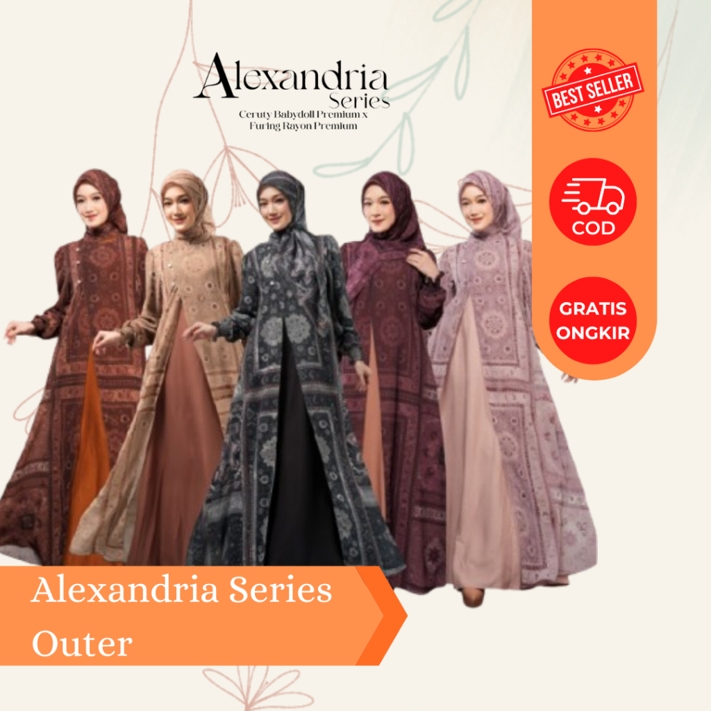 Dress Gamis Wanita Zameera Alexandria Series - Babydoll Premium Busui Wudhu Friendly Free Scarf