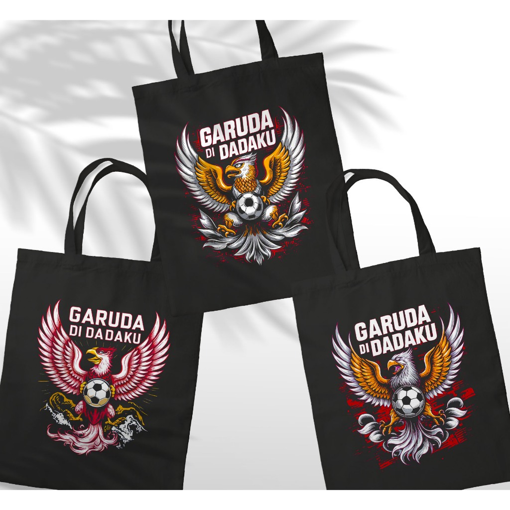 Totebag GARUDA DI DADAKU 30x40 Cm | Tas Tote Bag Premium Sekolah Kuliah kerja Gambar Tulisan Kata Ka