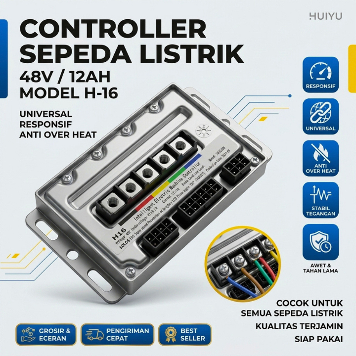 Controller Sepeda Listrik 48V 12AH H-16 Universal Anti Overheat | Modul Controller E-Bike Responsif 