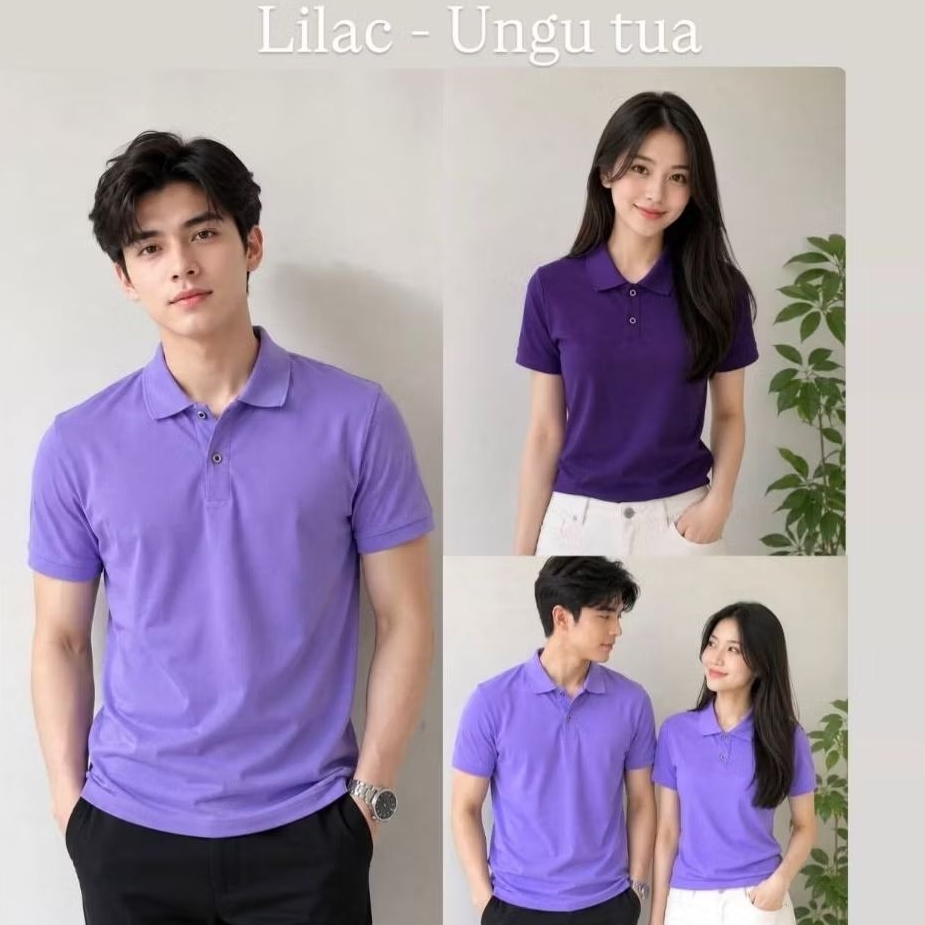 Kaos polo Ungu Lilac - kaos kerah polos pria wanita Polo Shirt