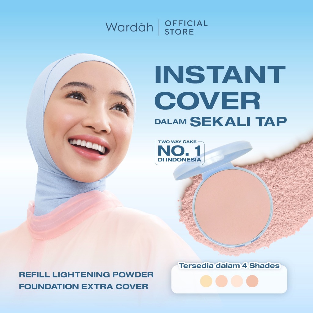 WARDAH Refill Lightening Powder Foundation Extra Cover 10 g - Two Way Cake - TWC Extra Cover - Bedak
