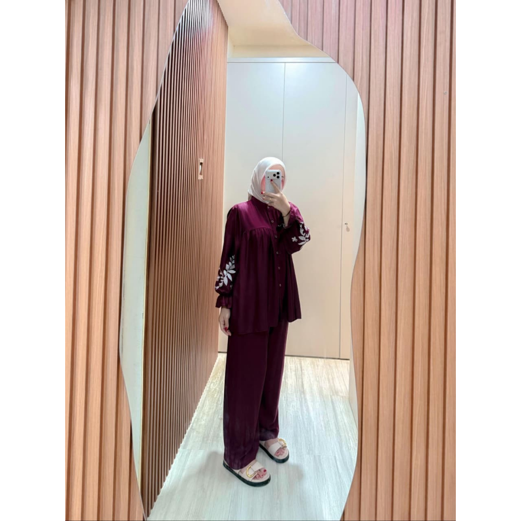 SETELAN CELANA ONSET MIX SALUR ANDINA NAURA MOTIF, & ONSET KULOT JERSEY BLOOM RUVE SET TUNIK WANITA 