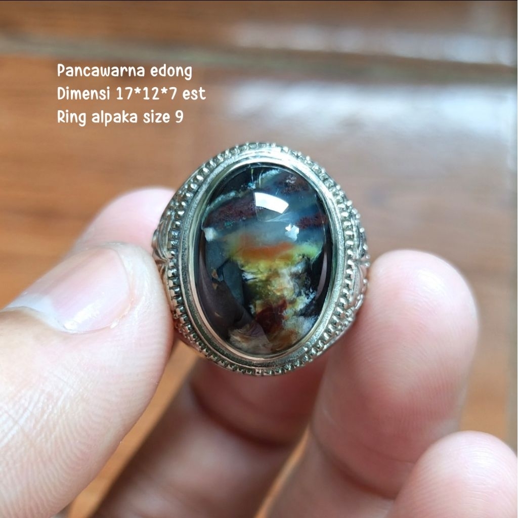 (BISA COD) Natural Cincin Batu Akik Pancawarna Garut Edong