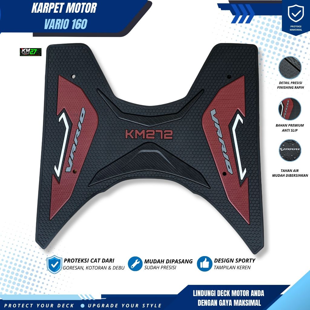 KM272 Aksesoris Motor Vario 160 Tipe ABS/CBS | Karpet Motor Vario 160 bahan Full Karet Premium