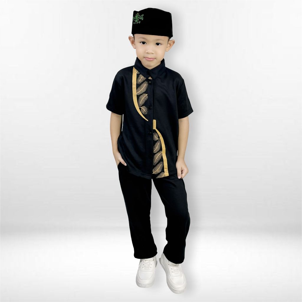 CF Kids Set Baju Koko Lengan Pendek Anak Laki-Laki Muslim Modern