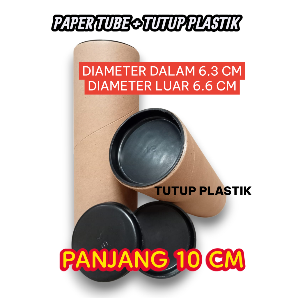 6,3 MM X 10 CM / tutup Plastik / Paper tube /Paper Core/ tabung kertas bulat