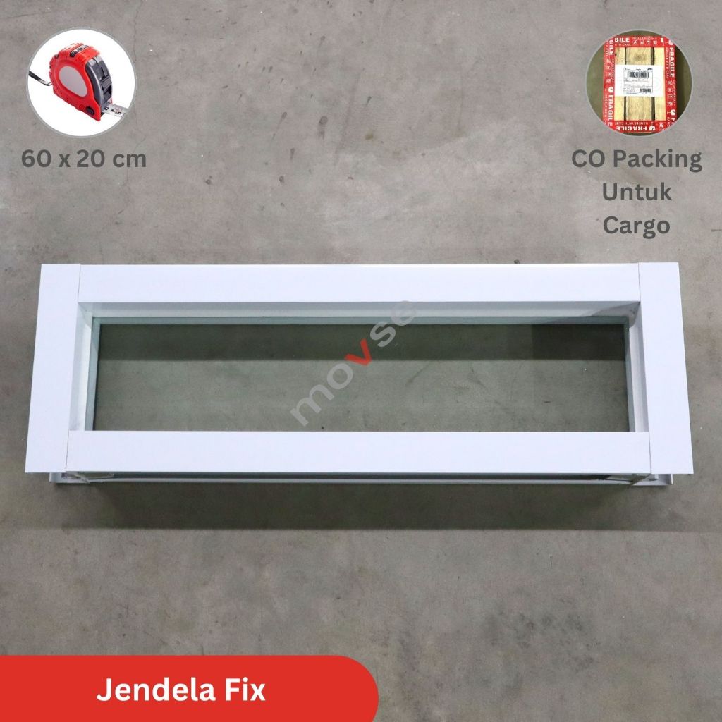 Jendela Aluminium Fix 60 x 20 cm Putih / Coklat / Hitam