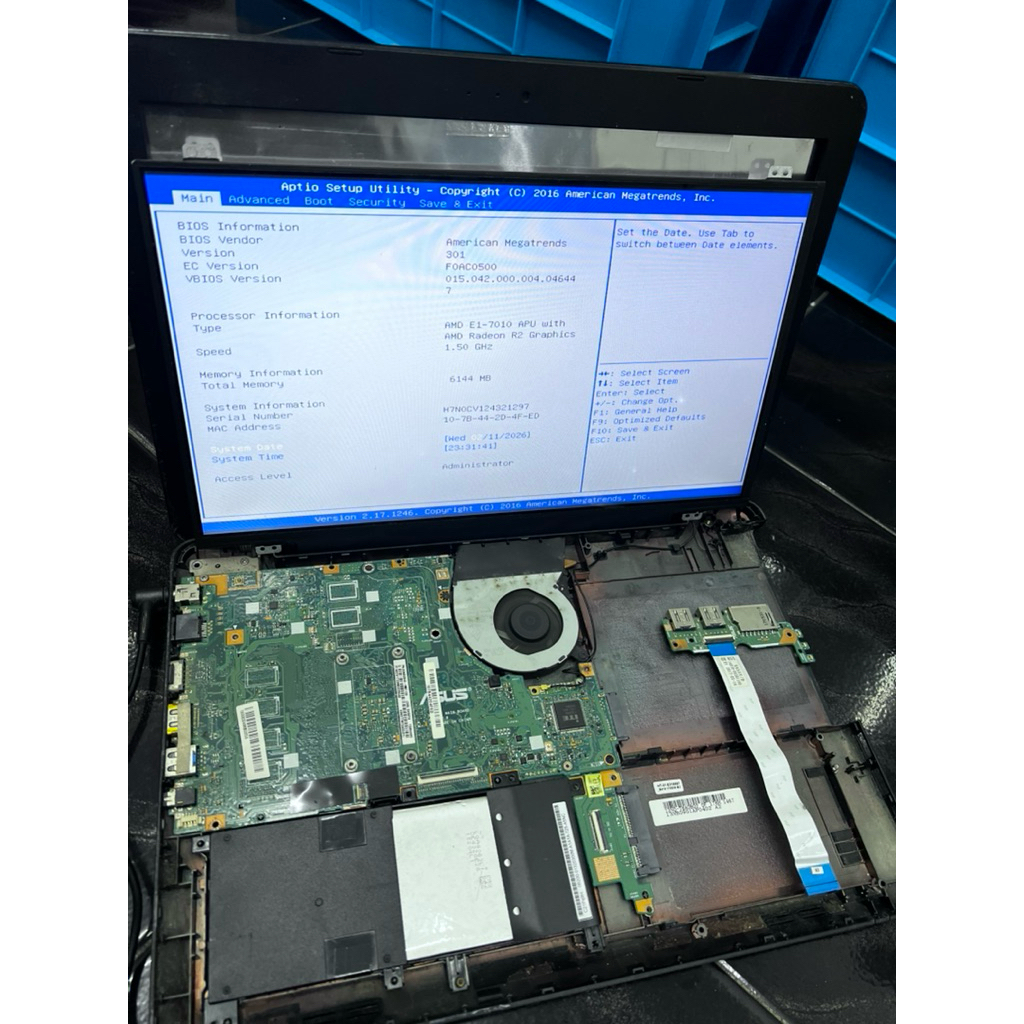 JUAL Mainboard Asus X454y Ram Tanam 2 gb Amd E1 7000