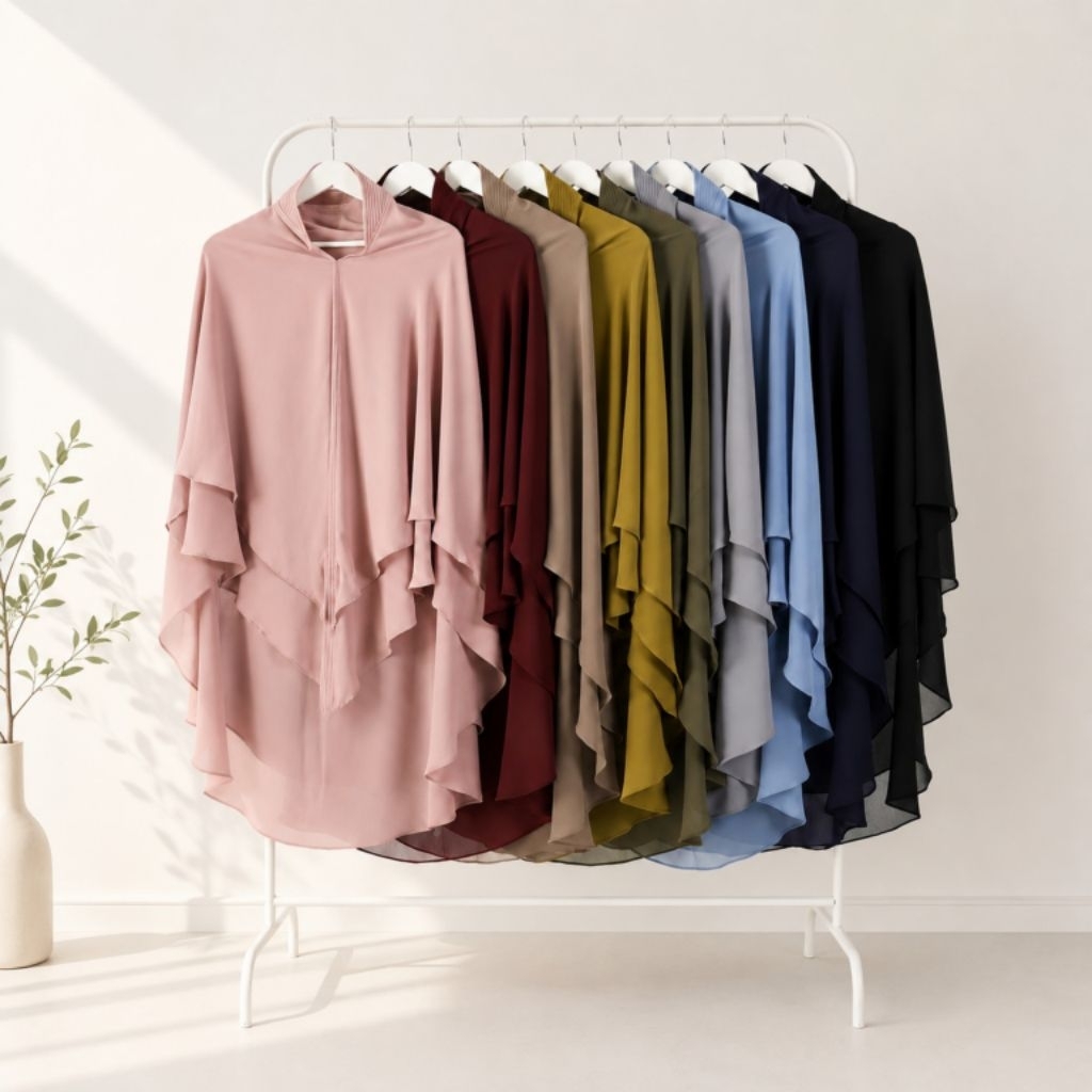 Jilbab Khimar Syar'i Jumbo Pet Antem 2 Layer Ceruty