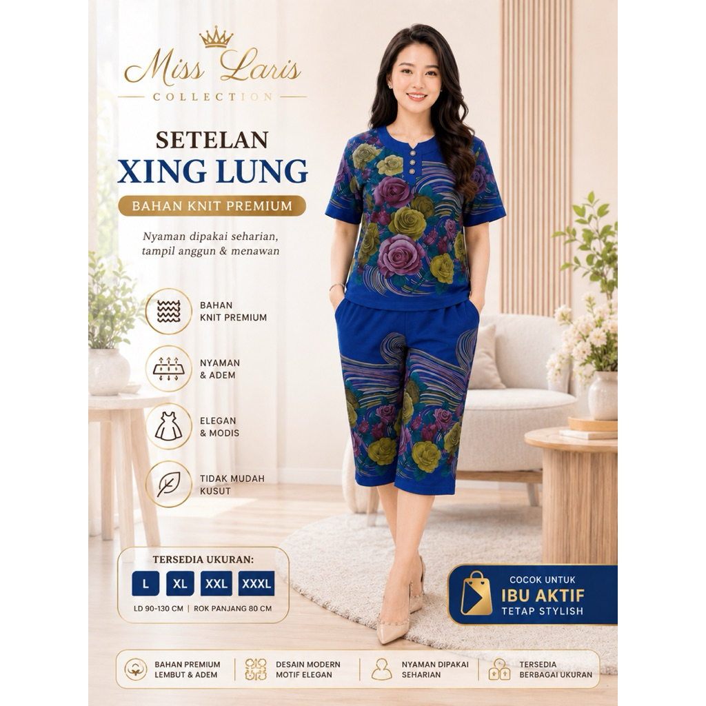 Setelan Baju Dan Celana Xing Lung Knit Premium