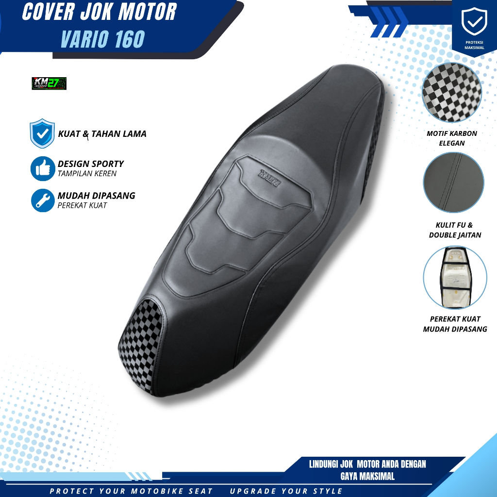KM272 Cover Jok Motor Vario 160 Bahan Premium Mudah Dipasang | Cover Jok Portable Motor Vario 160