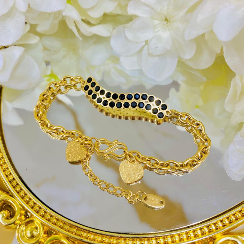 Gelang flat mata hitam titanium
