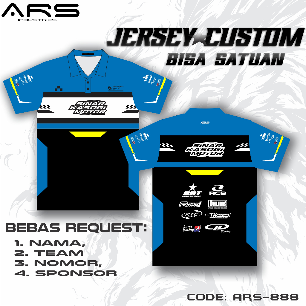 Custom Jersey FREE DESIGN Balap Kaos Bengkel Baju Balap  Full Printing biru Adem Awet