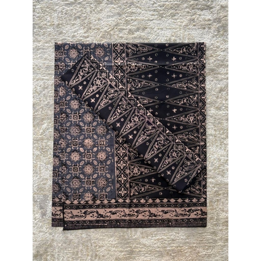 [ARINIbatik] BATIK JAMBI - Set Kain sarung Selendang / Bawahan Katun Halus Motif Kaca Piring Denim C