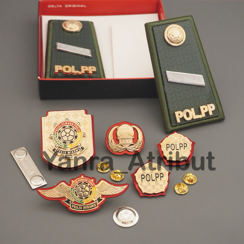 Atribut Paket Lengkap Satpol Pp Pin Korpri / Wing Pol pp / Monogram Pol pp / Kewenangan Pol pp Pangk