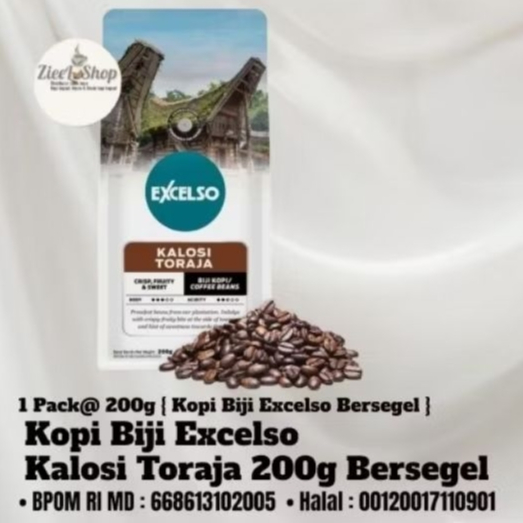 Coffee Bean Excelso Kalosi Toraja 200g- Kopi Biji Excelso Kalosi Toraja 200g Bersegel