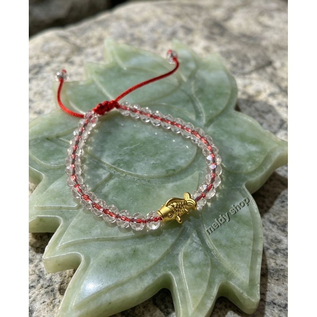 gelang krystal ceko clear dengan charm Emas koi / ikan original
