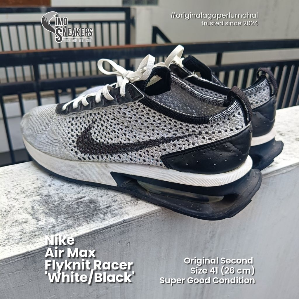 Nike Air Max Flyknit Racer Abu Hitam Sepatu Sneakers Lari Original