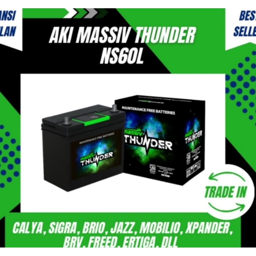 Aki Mobil Massiv Thunder NS60L /46B20L 12V 45AH
