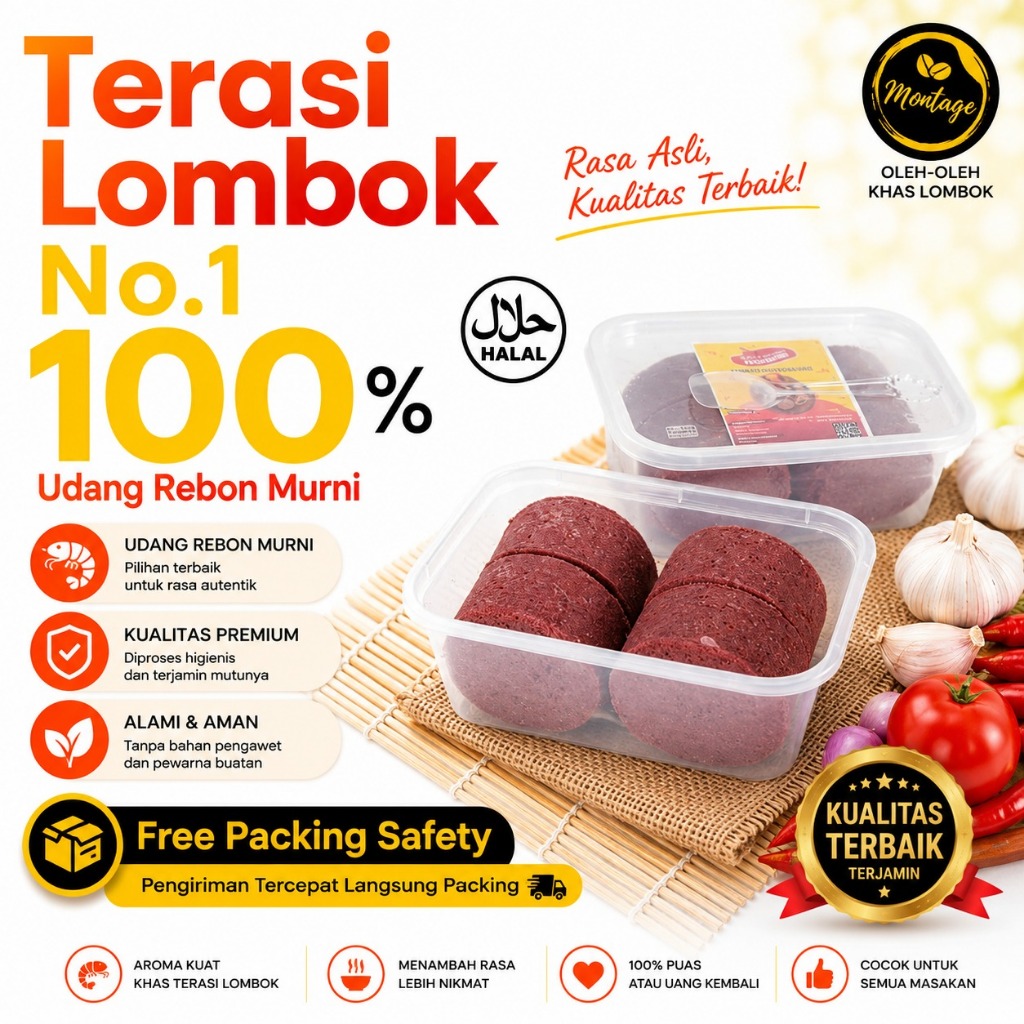 Terasi Panggang, Terasi Oven Lombok Asli Isi 4 Keping (162 g)