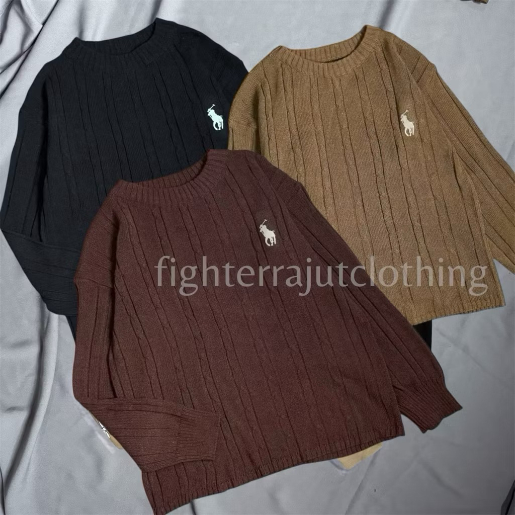 Blouse Rajut Olop Hana Motif Cable Sweater Rajut Wanita Crop Baju Rajut Atasan Wanita Korean Style P