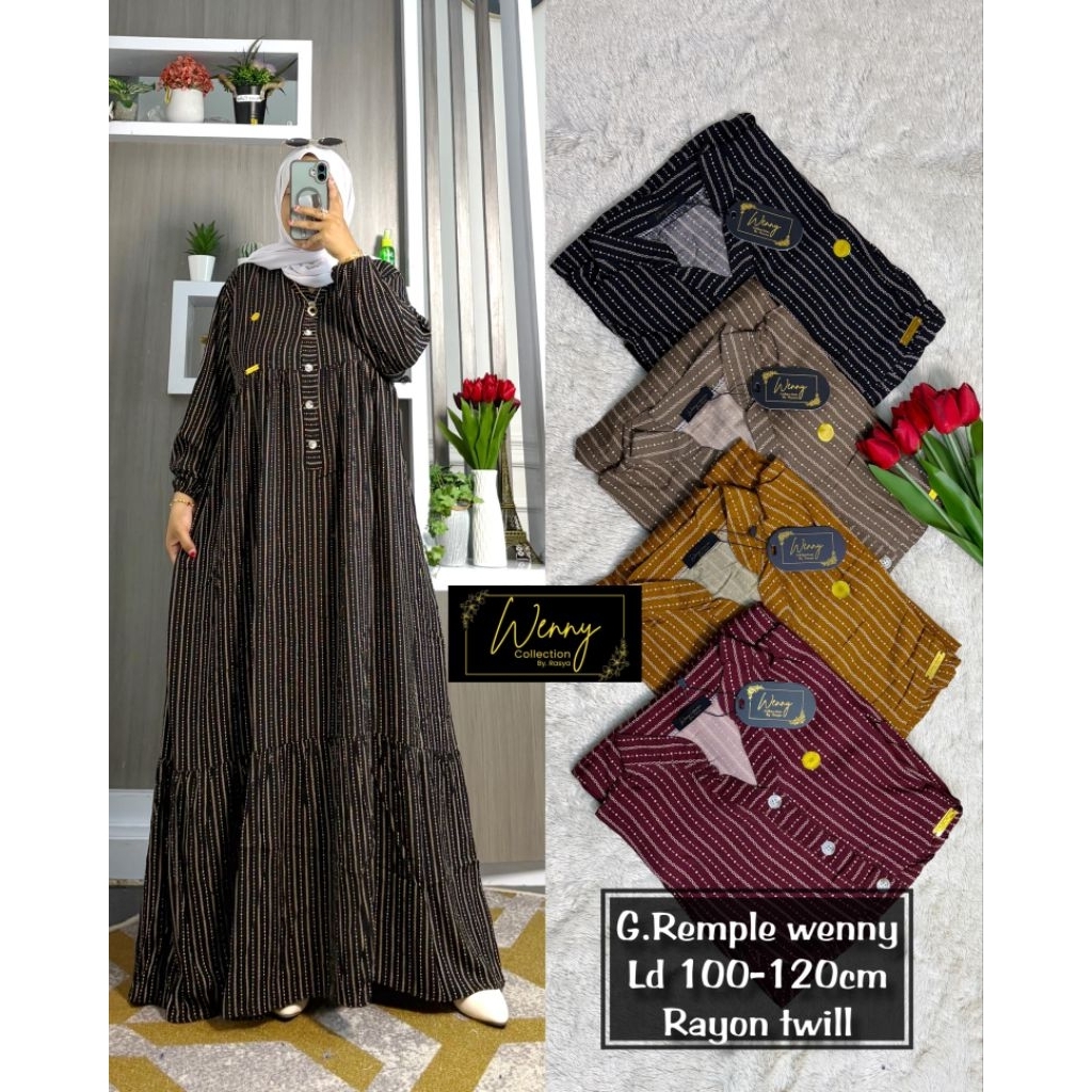 Gamis Rayon Premium Rempel Bawah Wenny Collection
