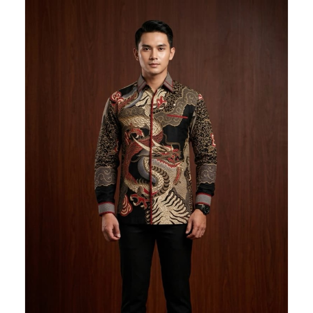 Batik Cantieq Exclusive - NAGAPRADANA | Batik Pria premium Naga Mas sutra atbm  bordir smock mewah |