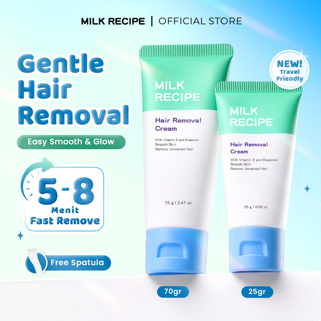 Milk Recipe Hair Removal Cream 70gr - Cream Pembersih Bulu Hanya 5- 8 Menit Krim Perontok Bulu Waxin