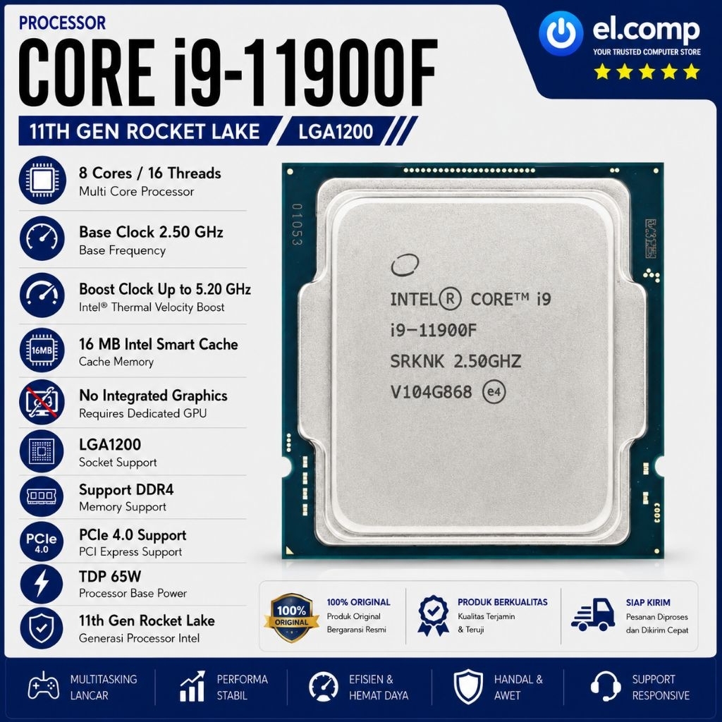 PROCESSOR INTEL CORE I9 11900F TRAY LGA 1200