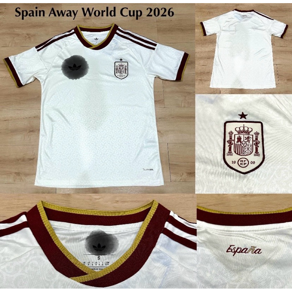Jersey Kaos Baju Sepak Bola Timnas Spanyol Spain Espana Home Away 3rd Third Putih White Krem World C