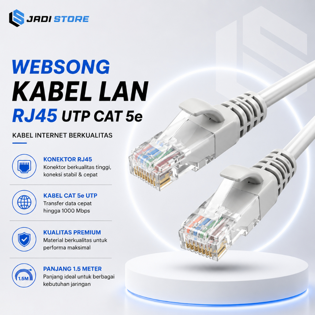 WEBSONG Kabel Jaringan LAN Kabel Internet RJ45 UTP CAT 5e RJ45 LAN Outdoor 1.5m 1.5meter 1.5 meter
