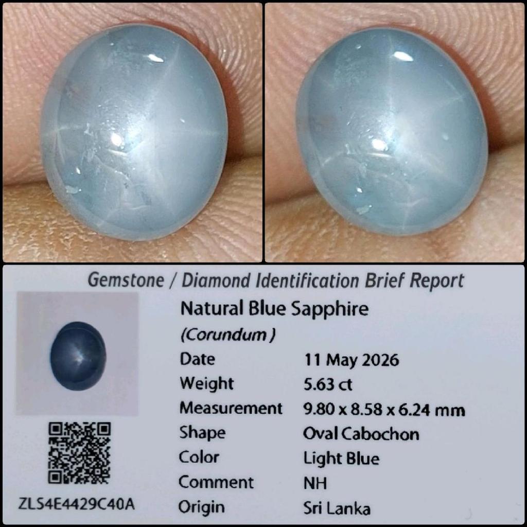 Natural Blue Sapphire Star Ceylon NH Srilanka Gemstone Batu Permata Safir Biru Asli