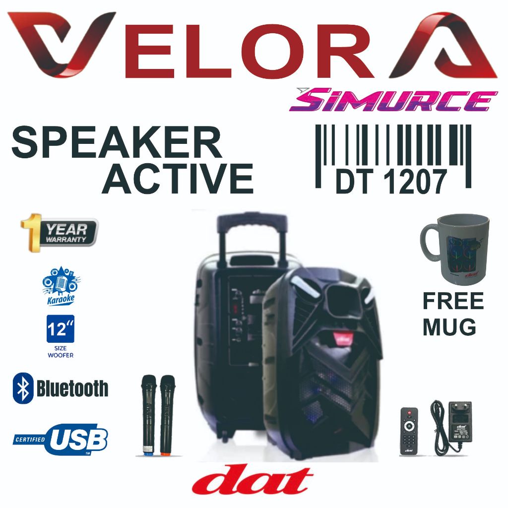 DAT DT 1207 SPEAKER TROLLEY Portable Bluetooth Speaker with Super Bass GARANSI RESMI