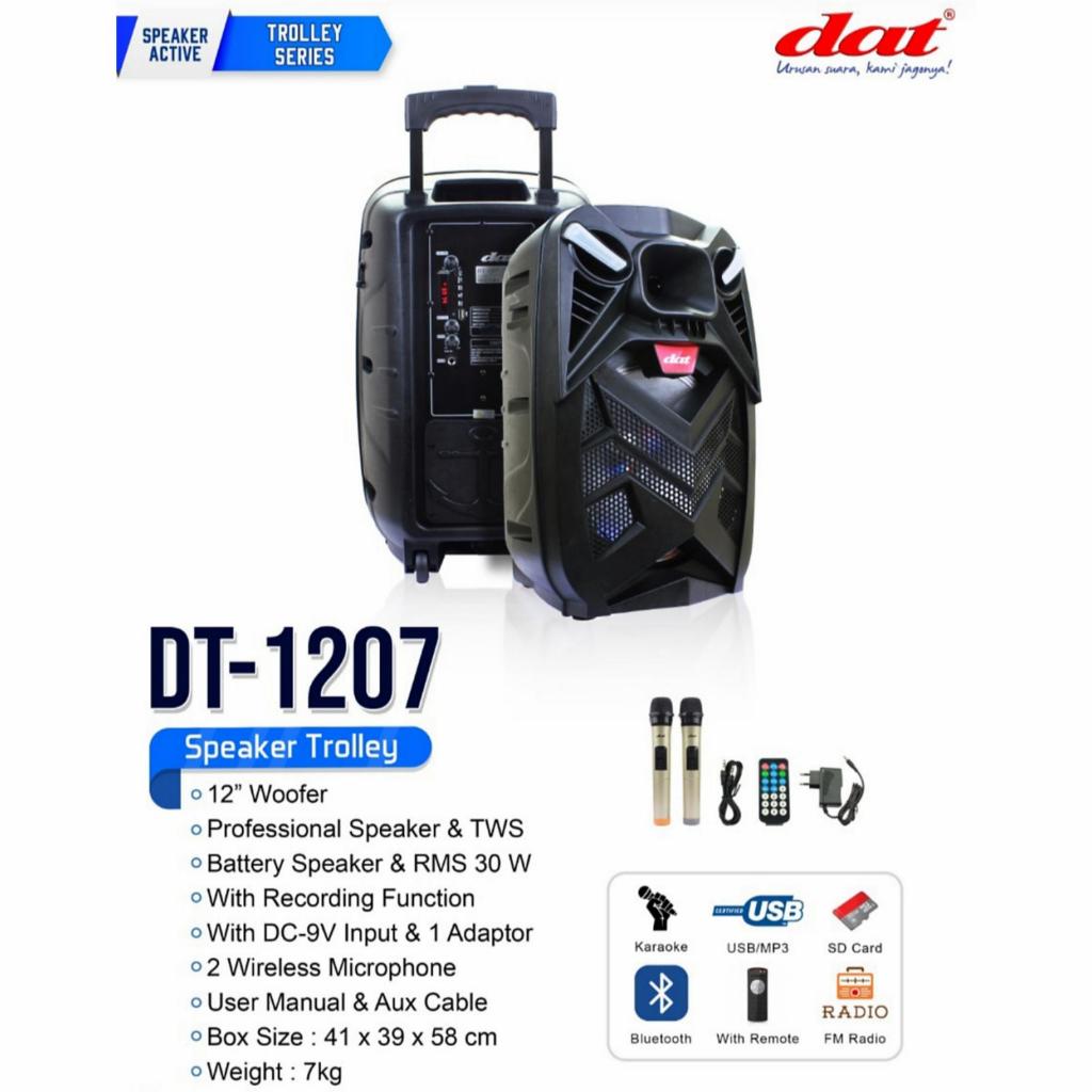 DAT DT 1207 SPEAKER TROLLEY Portable Bluetooth Speaker with Super Bass GARANSI RESMI