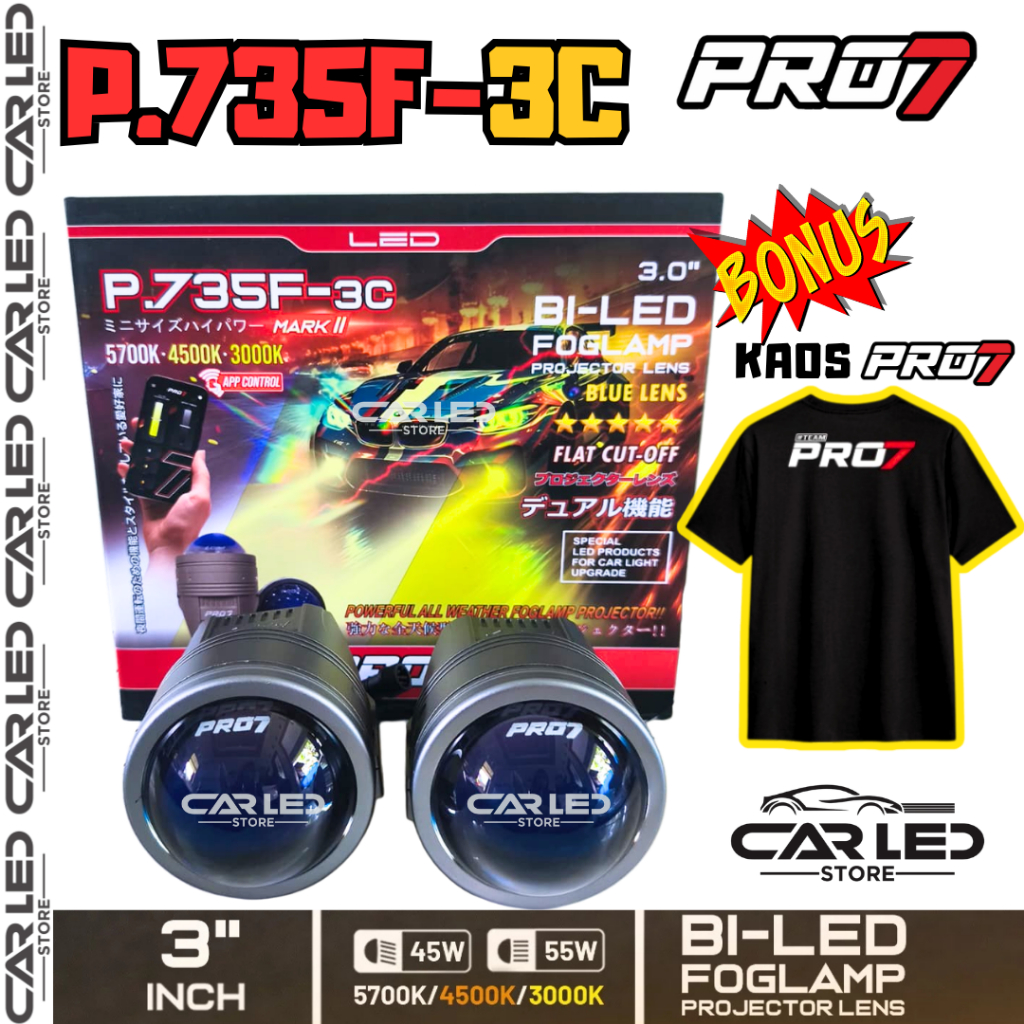 FOGLAMP BILED PRO7 P.735F-3C Mark II  3 Warna Bluetooth APP  P735 - 3C Mark 2  P 735 F 3C MK2 BILED 