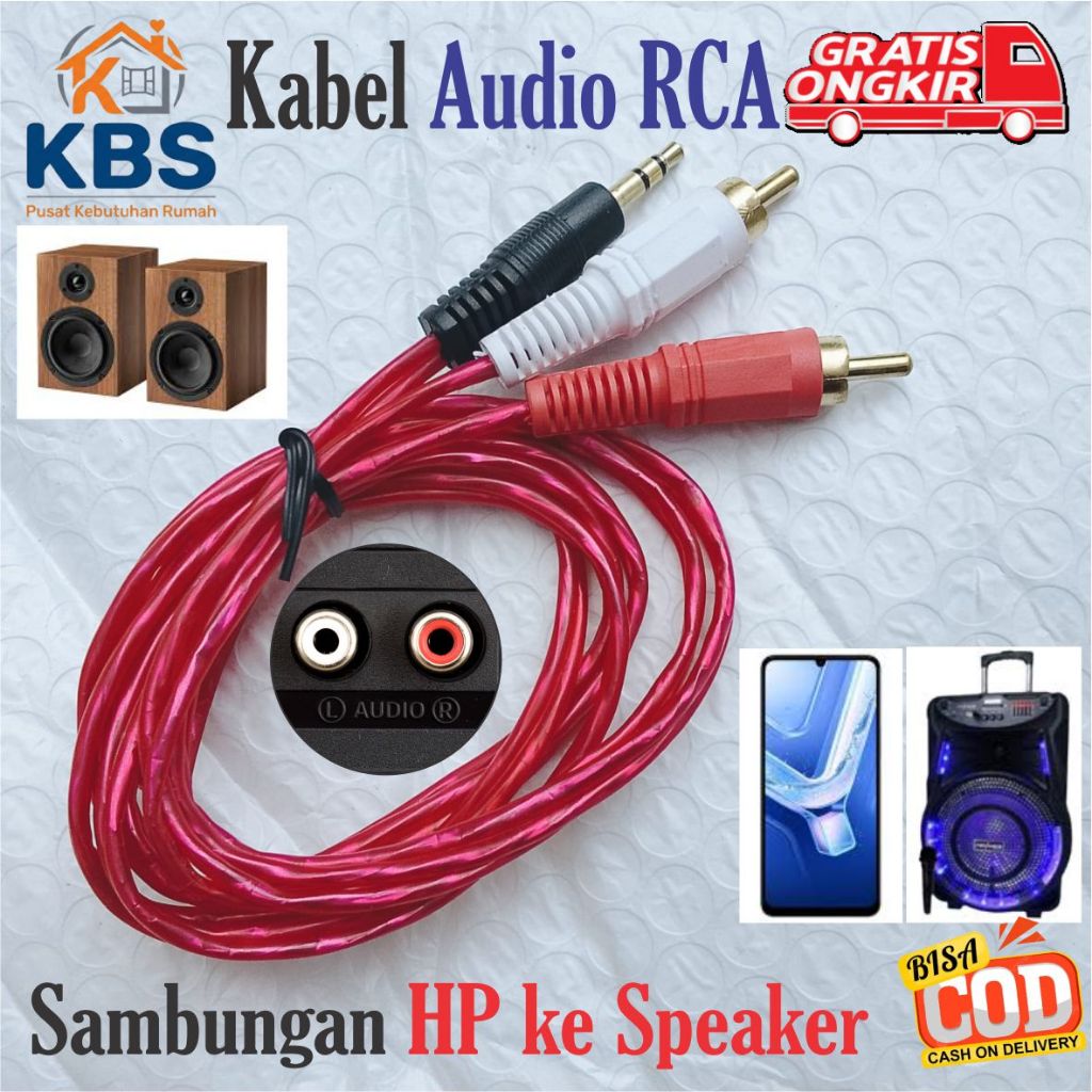 Kabel Audio RCA 2 in 1 Sambungan HP Laptop Komputer Tablet Ke Speaker Mixer Sound System Amplifier