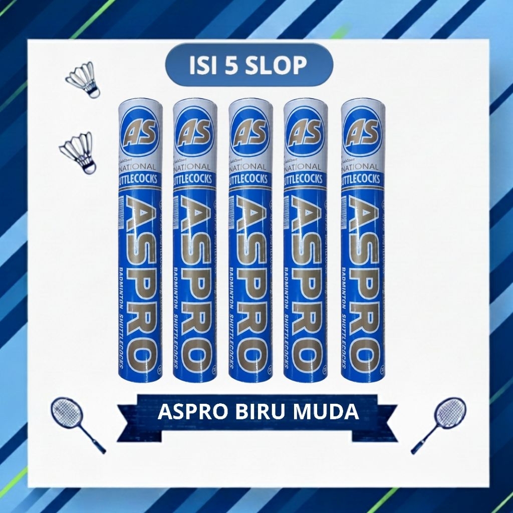 KOK ASPRO BIRU MUDA/Kok Bulutangkis/100%Original/ISI 5 SLOP