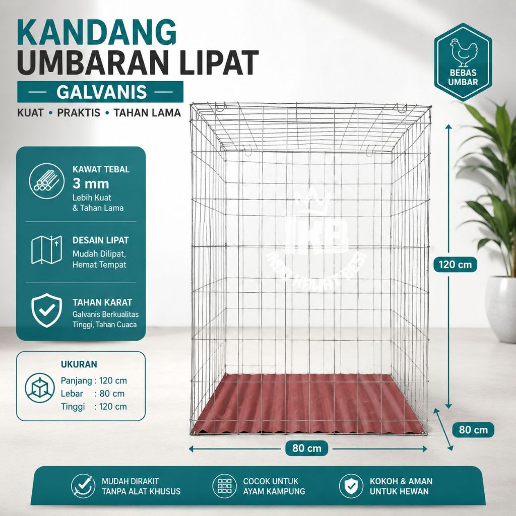 Kandang Ayam Umbaran Galvanis Anti Karat 120 x 80 x 80 | Best Seller