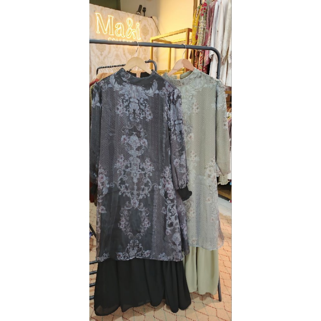 Ma&i Collection - Gamis/Dress Jabal tsur Premium dengan Hijab