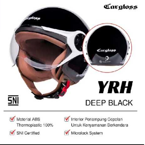 Helm Cargloss YRH hijab original Deep black / hitam gloss