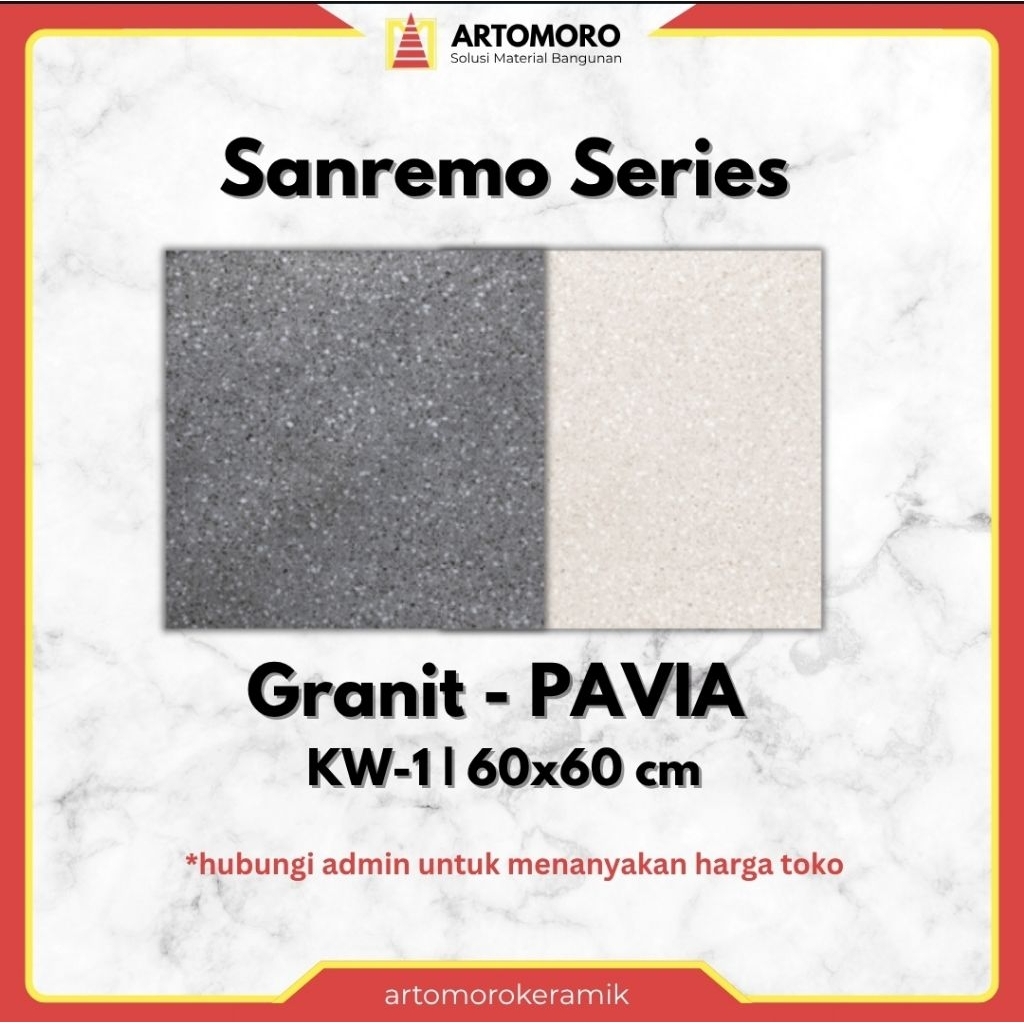 Granit 60x60 Kw1 Matte - Sanremo Nero / Crema - Pavia | Granite Batu Alam/Stone | Homogenous Tile