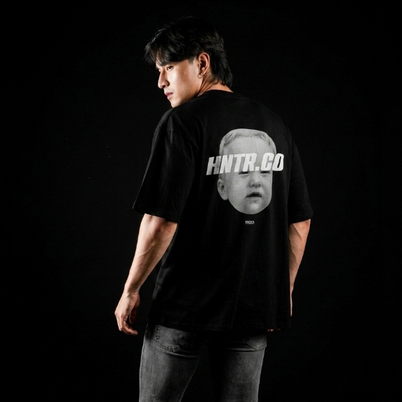 HUNTERCUTZ - Kaos Oversize Pria Baby face Vintage