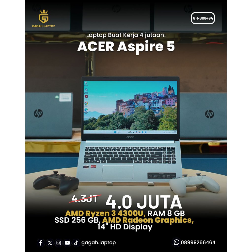 ACER Aspire 5 AMD Ryzen 3 4300U 8GB 256GB SSD (B08494)