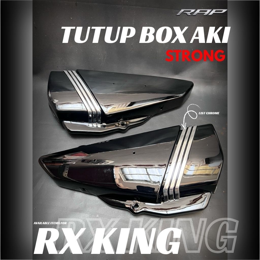 TUTUP BOX AKI RX KING HITAM SET LIST CHROME LOOK  STRONG