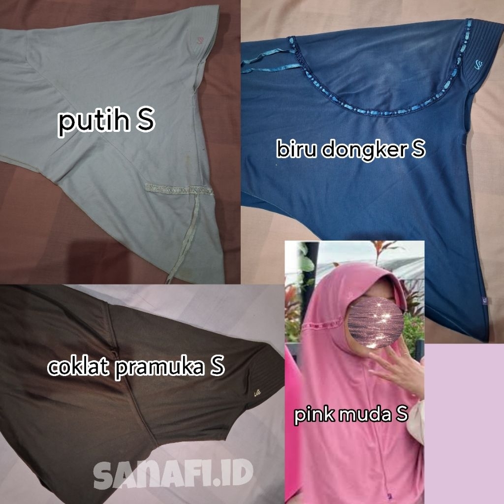 (pl) Kerudung Rabbani Ori 100% warna putih, biru dongker, coklat pramuka, pink