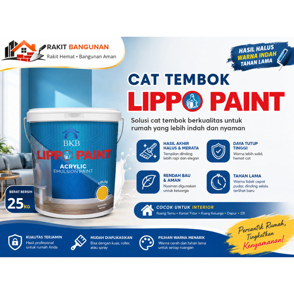 Cat Tembok Lippo Paint 25 kg Cat Murah Berkualitas tinggi dan bagus