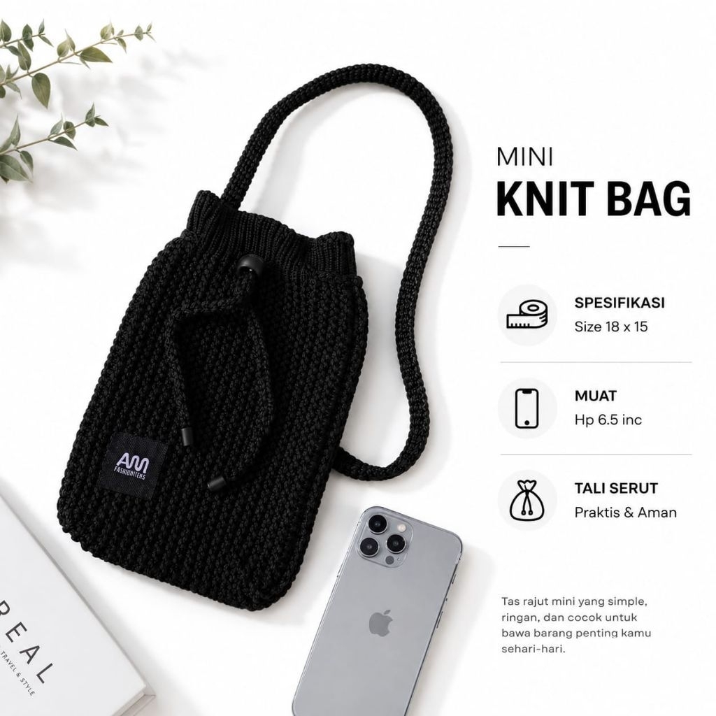 Tas Serut Mini / Tas Rajut / Tas kerut / Tas Rajut hp