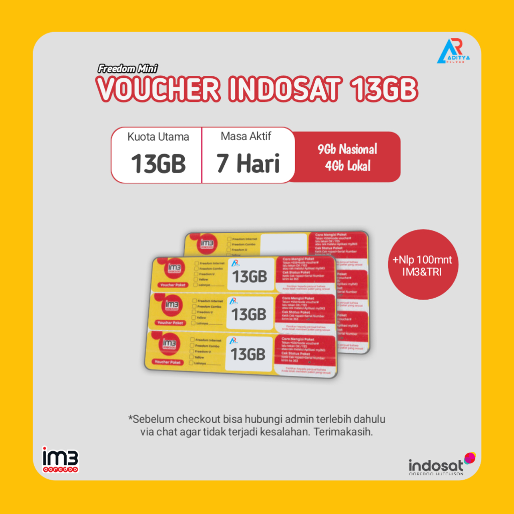 VD Indosat 13GB 7Hari Freedom Mini
