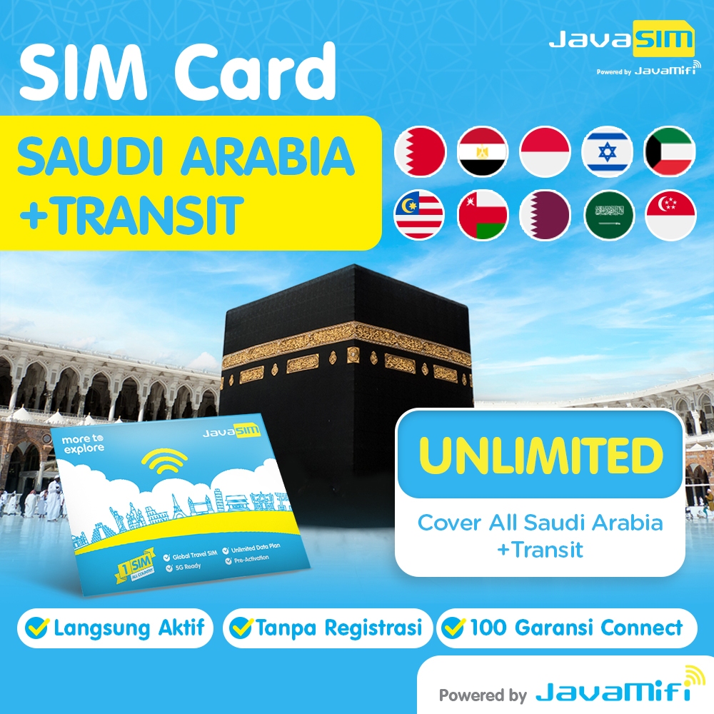 JavaSIM SIM Card Saudi Arabia Transit Countries Unlimited Quota 1-3GB | SIM CARD Saudi Arabia dan Tr